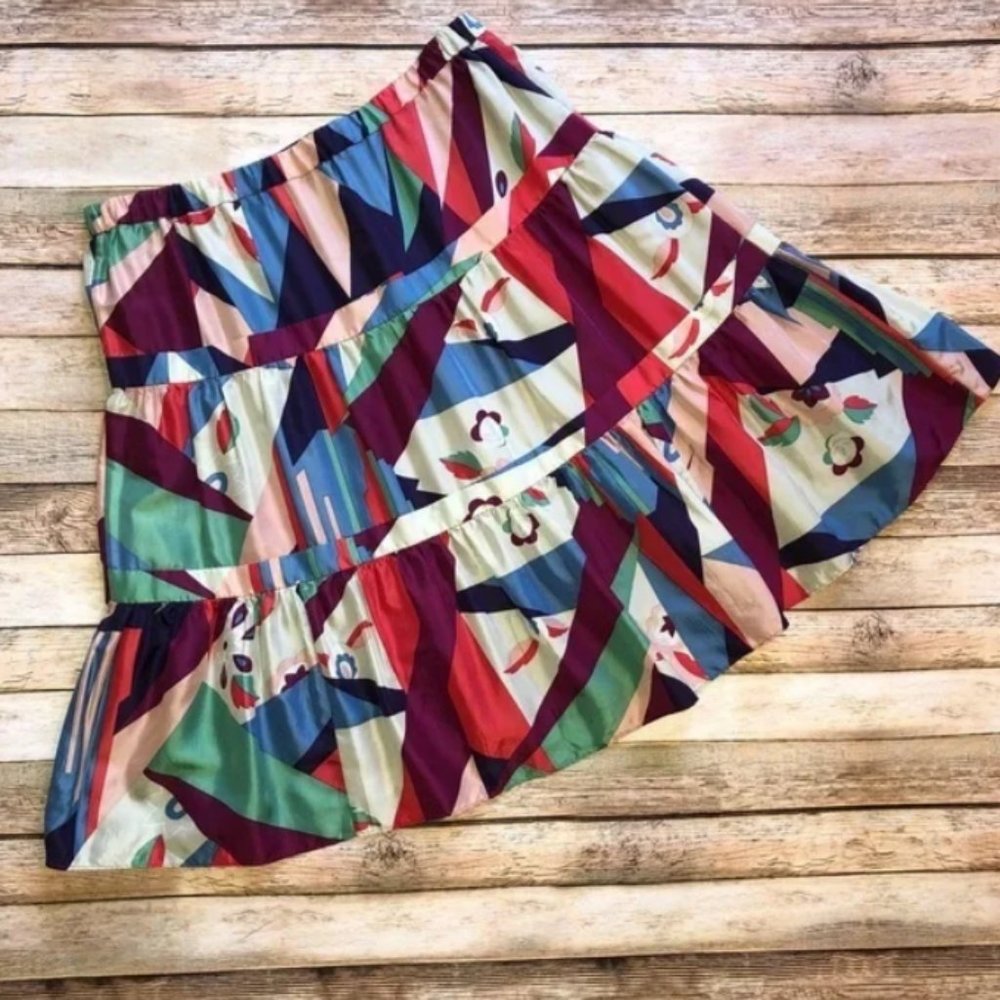 Marc Jacobs Tiered Abstract Silk Blend Skirt 4